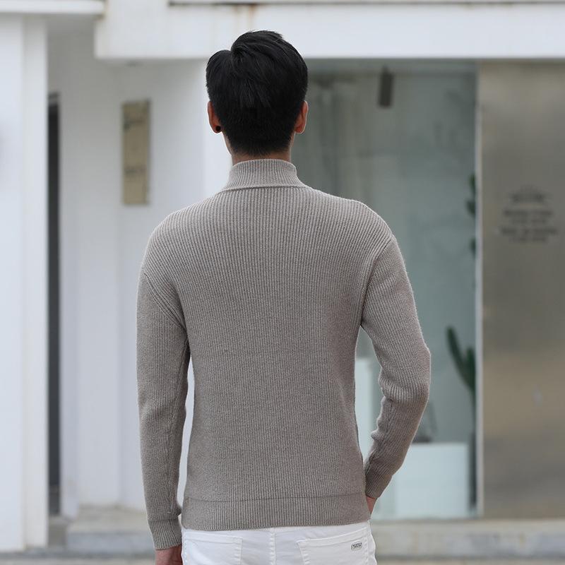 Semi-tall Collar Men's Sweater Thickened Warm Slim Bottoming Knit Sweater Long-sleeved Inner Sweater Autumn and Winter Business