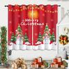 Set Of 2 Merry Christmas Snowman Print Red Curtains Multiple Sizes Living Room Insulation Easy Install Curtain Darkening Polyester Machine Washable