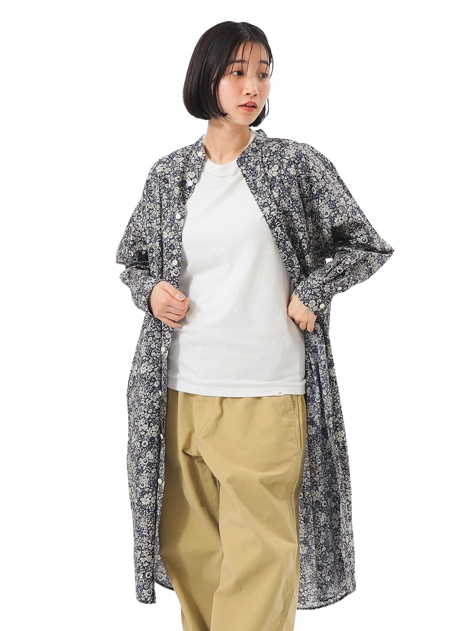 

Платье с воротником-стойкой и длинными рукавами Beams Boy Liberty, женское, темно-синее, свободного размера