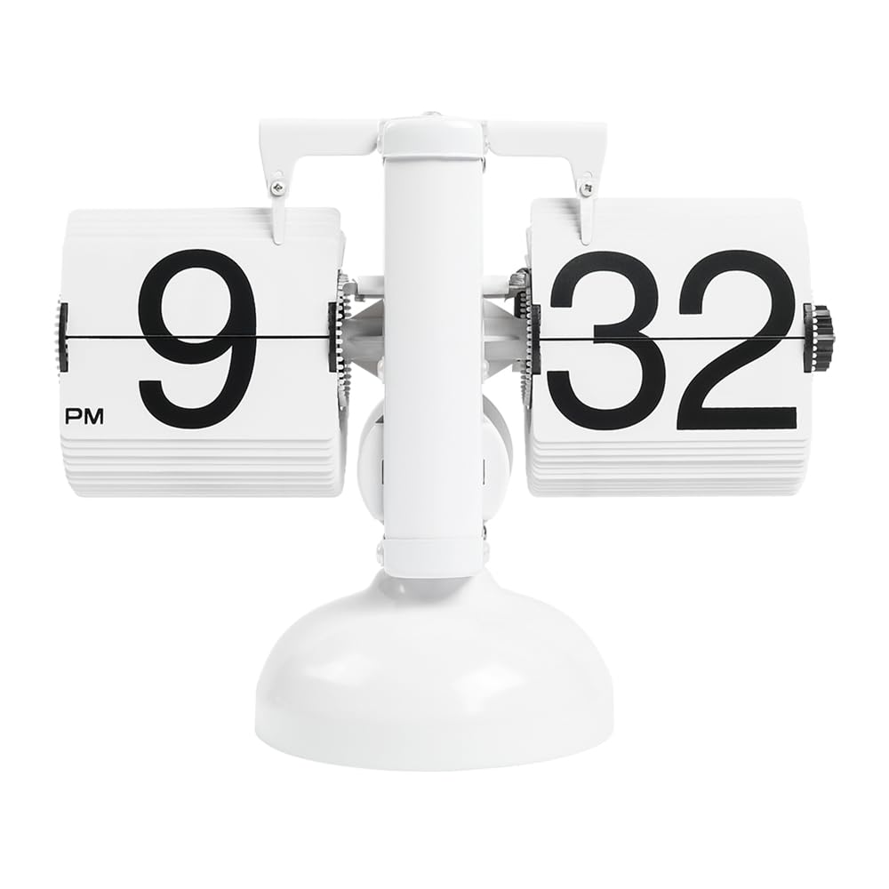 

mooas Flip Clock, Home & Office Decoration, Retro Clock, Desk Clock (White)