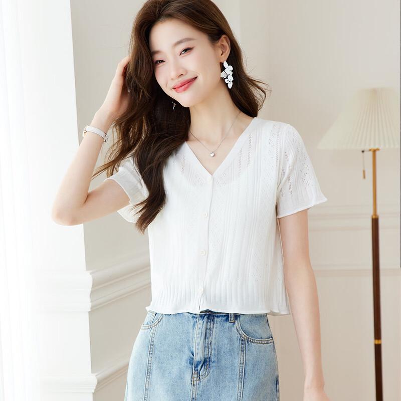 Srcr Women s V-Neck Silk Blend Knit Cardigan XL