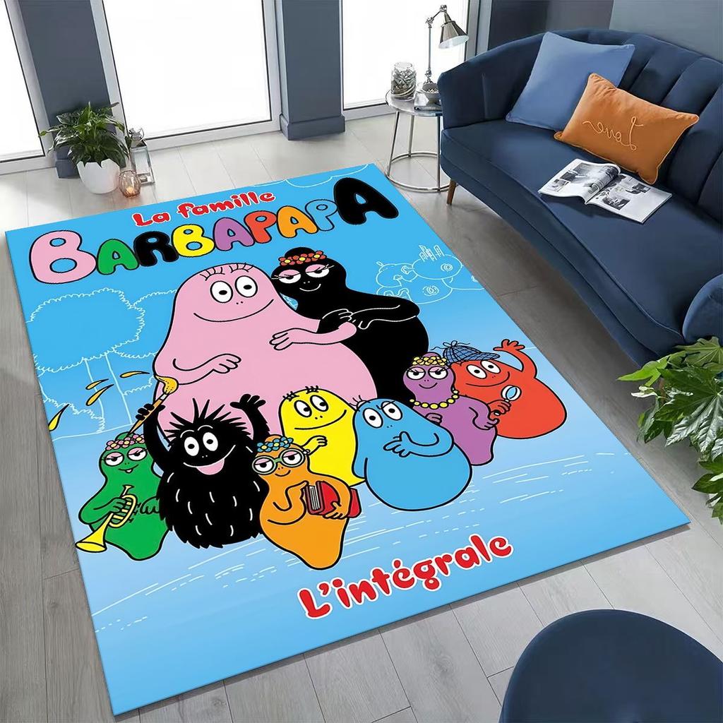 Cartoon Les Barbapapa Barbamama Family Rug for Bedroom Living Room Sofa Home Doormat Decor, Large Kids Play Non-slip Floor Mat