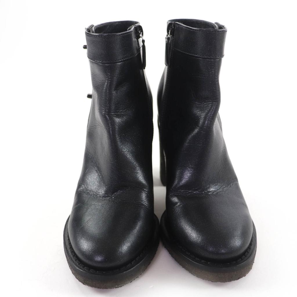 Great CHANEL short boots Double COCO Mark turn lock lamé leather black 36 G31285 Used