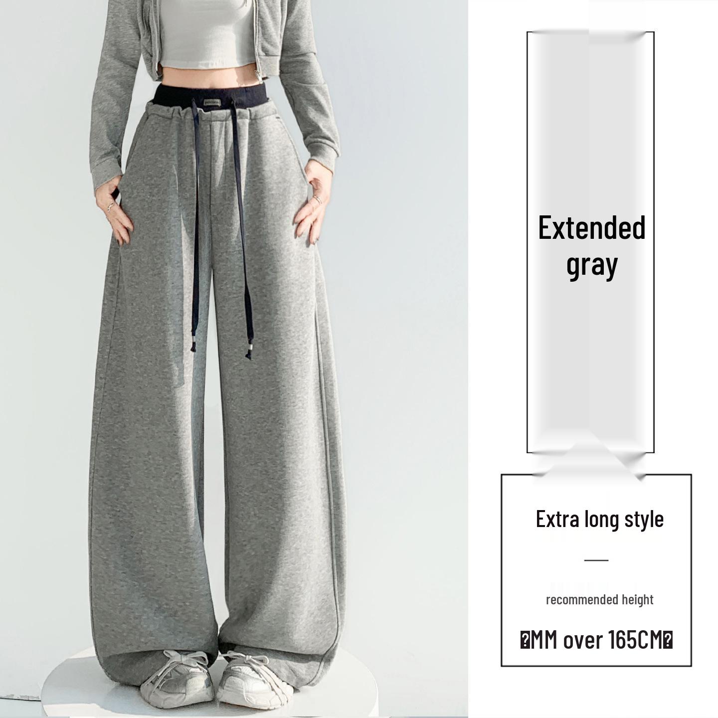 

2026 Spring Color Block High-Waisted Cropped Wide-Leg Sweatpants for Women - Slimming & Casual Banana Two-Wear Long Pants 2XL