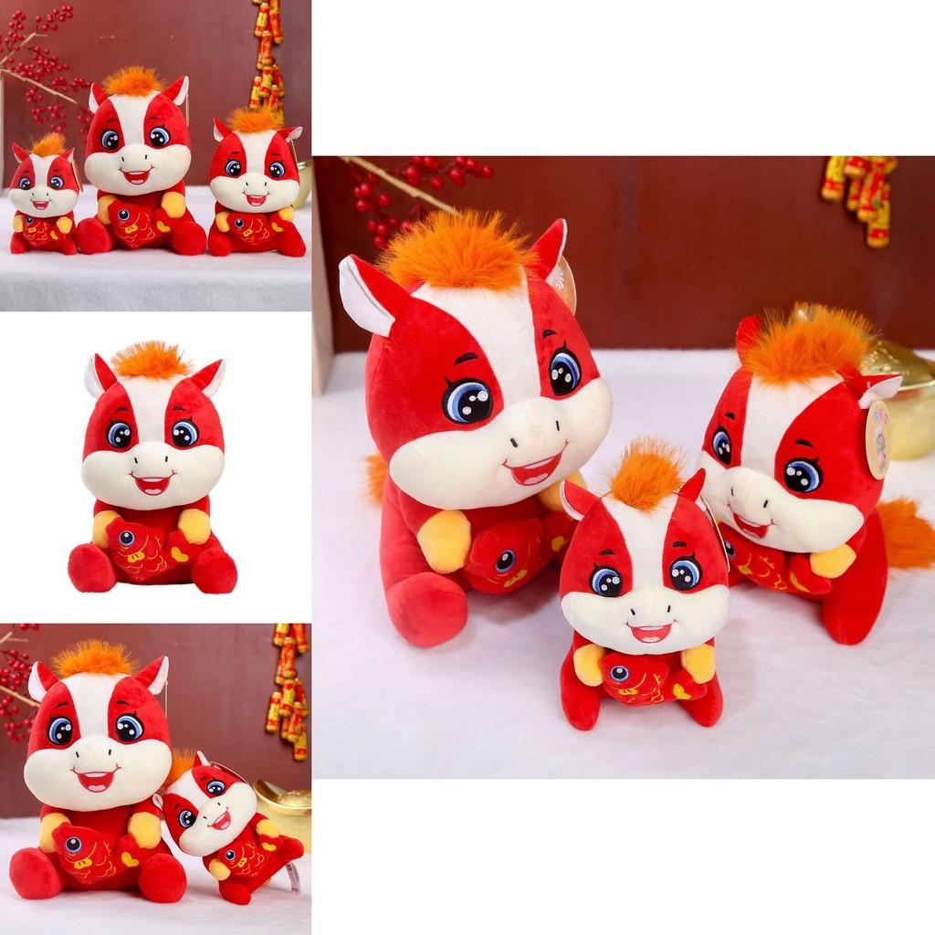 Year Of Horse Zodiac Plush Animal Toy Short Hair Fish Horse For Kids Gift