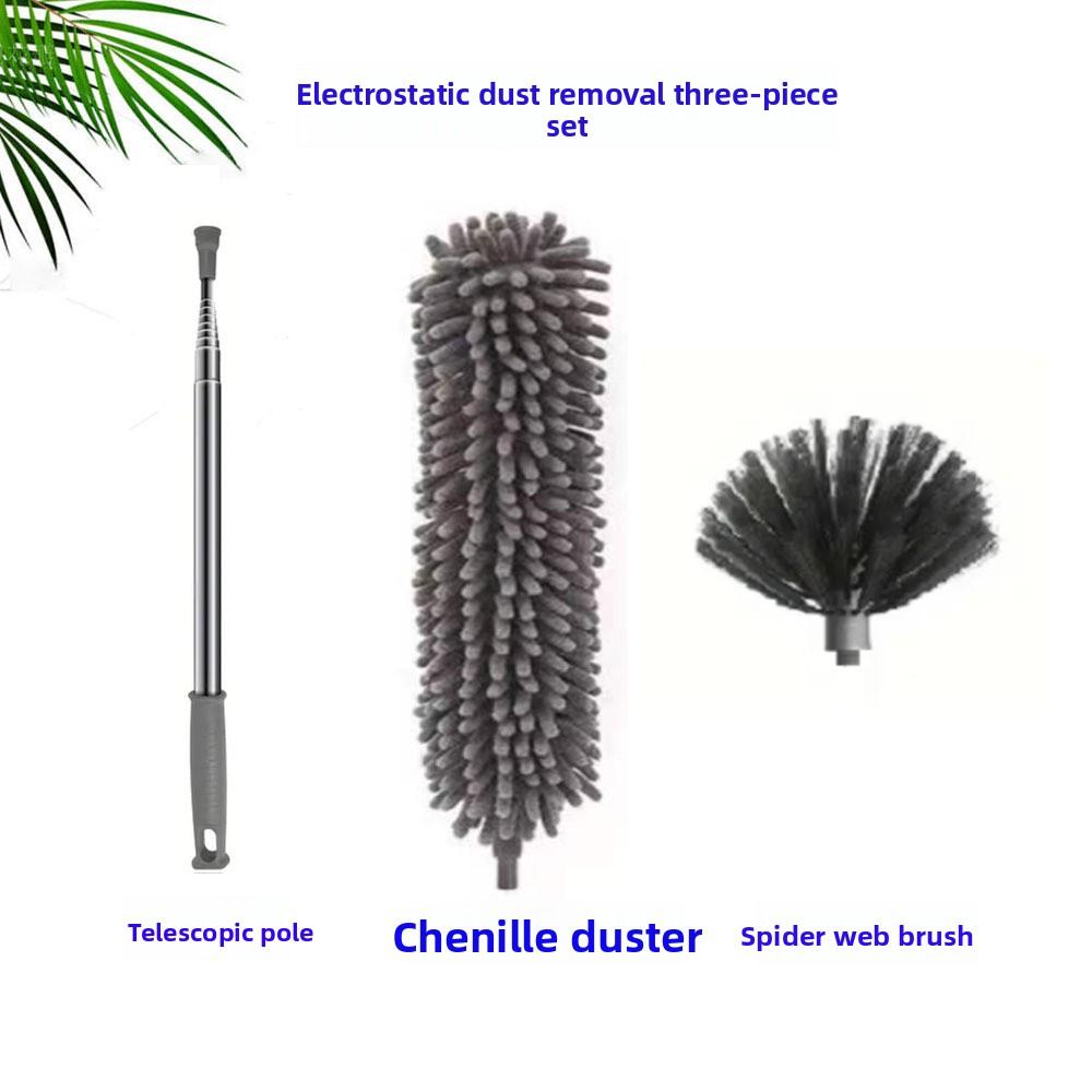 Electrostatic Dust Duster Retractable Long Pole Lint-Free for Ceiling Fan Window Sill Home Household High-Reach Dusting Tool