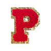 Red A-Z Chenille Embroidery Letter Patches, 5cm Self-Adhesive for DIY Clothing.