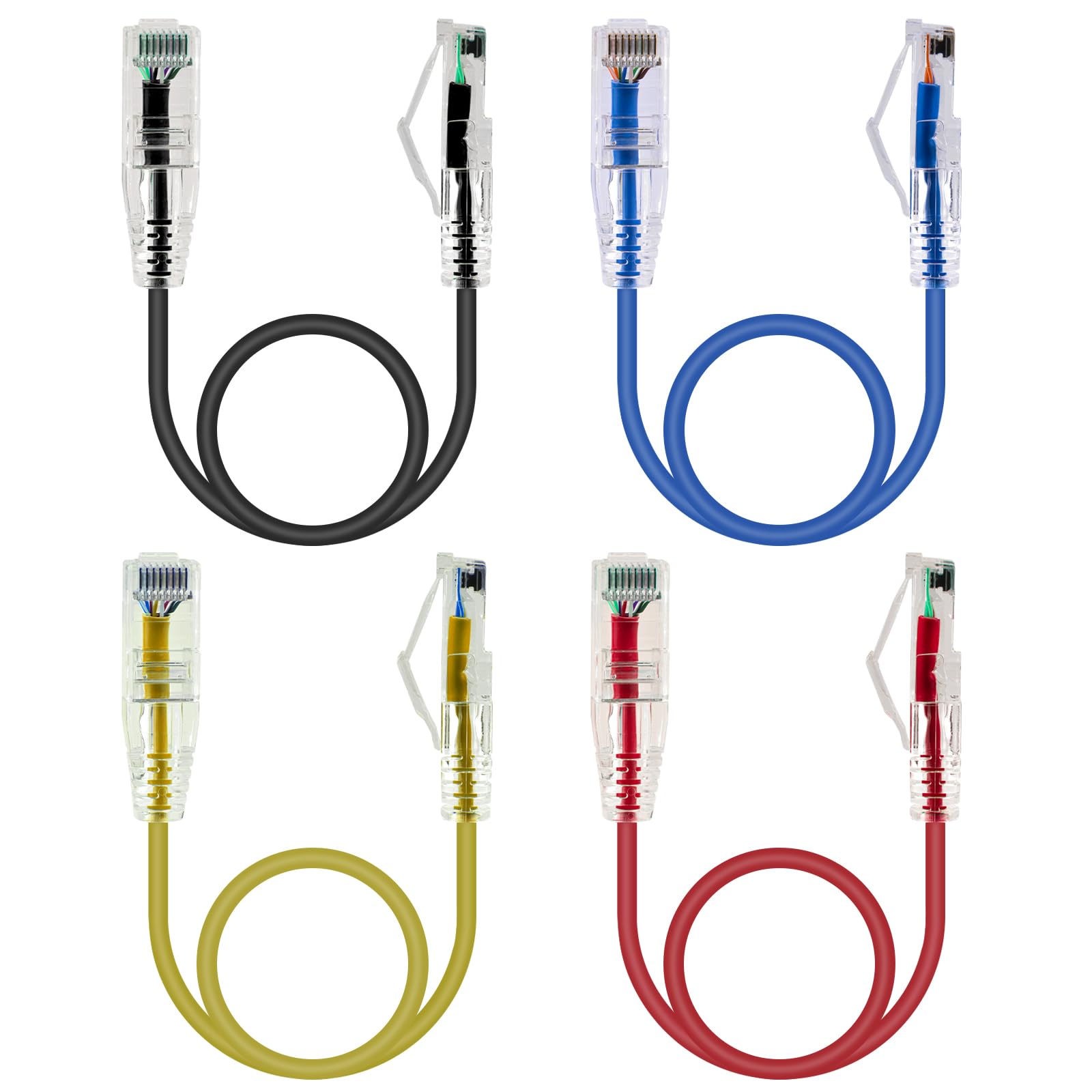 

GeeekPi 4PCS Cat6A Ethernet Short Shielded Network White Cable, Snag-Free Cable, (50 cm/1.64 ft)
