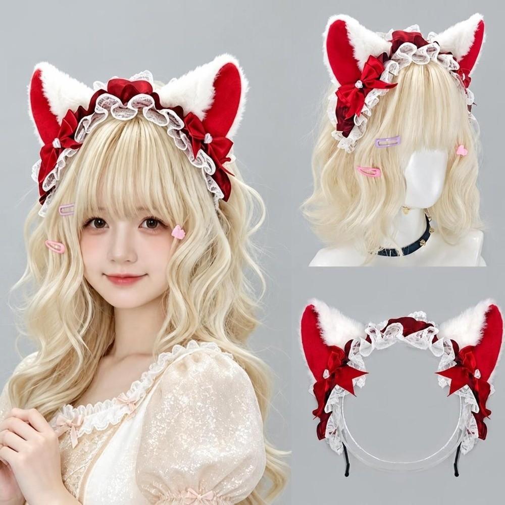 Handmade Cat Ear Headband Lolita Simulation Animal Ears Hairband New Furry Hair Band Cosplay