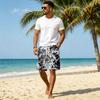 Men Casual Corduroy Drawstring Shorts Gradient Pattern Elastic Waistband Comfortable Fit Suitable for Everyday Wear