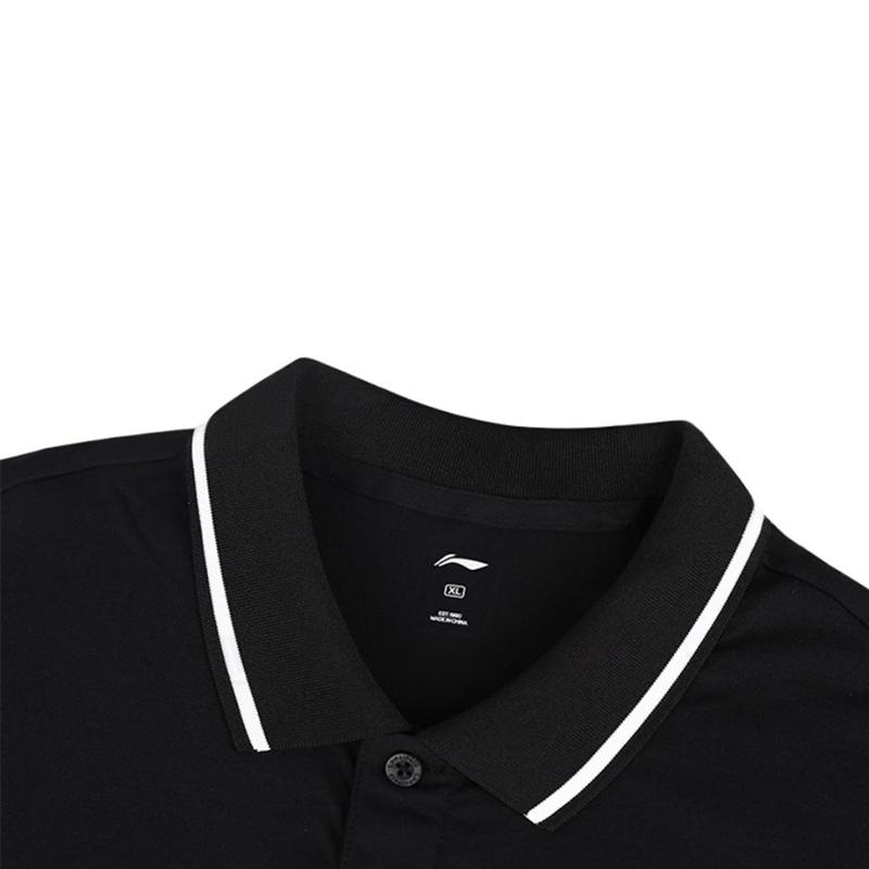 Li Ning Logo Print Quick-Dry Polo Comfortable Fashion Short Sleeve Casual Sports Set Unisex Sets Black YPLU075-3+YAPV001-1