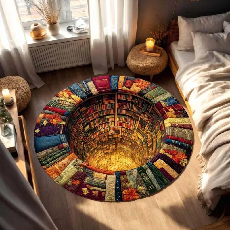 

3D Vision Three-dimensional Round Home Floor Mat Trap Rug Washable Bedroom Decor Soft Carpet Anti-slip Carpets for Living Room 80x80cm