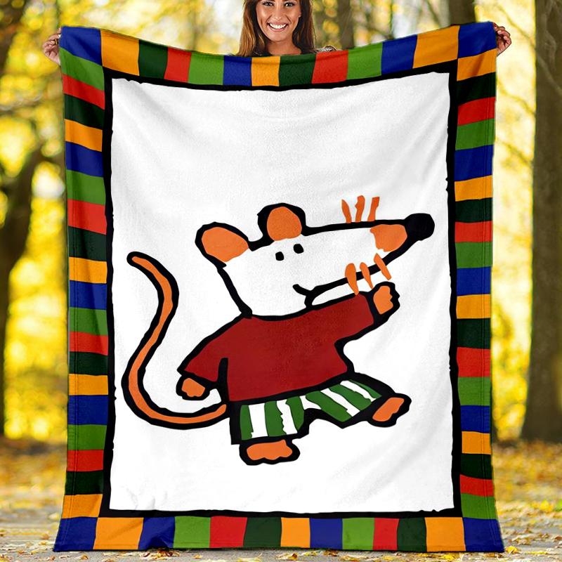 Maisy Mouse Theme Printed Blanket - Perfect for Couch, Bed, Travel & Outdoor Use | Machine Washable, Cozy & Durable.