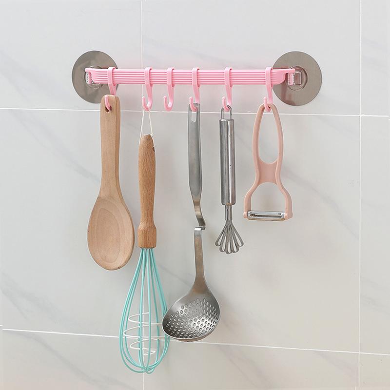 Hook Plastic Bathroom Sucker Vacuum Frame Towel Double Adjustable Wall Tool Shelves Flexible Cupboard Holder Hanger Organizer