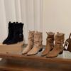 High Heel Pointed Skinny Suede Martin Boots Women's Boots 2026 Autumn/Winter Western Cowboy Medium Boots Pile Boots Short Boots