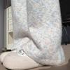 Petite Rainbow Dot Fleece-Lined High Waist Knit Wide-Leg Pants - Women's Autumn/Winter 145XS