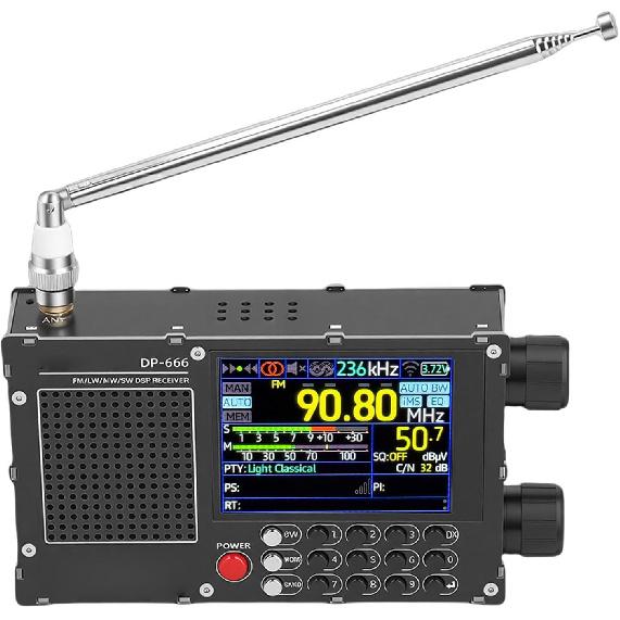 DP 666 Przenośne Radio Pełnopasmowe 2,8-calowy Ekran Dotykowy IPS Cyfrowe Radio do Domu, Na Zewnątrz, Podróży, Kempingu, System RDS, Fal Krótkich HiFi FM AM SDR czarny