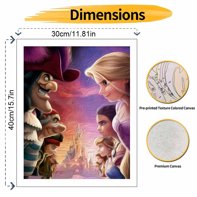 Disney DIY Oil Painting Art Painting Kit Rapunzel Hook Home Wall Decor Handmade Gift Disney Princess Characters Canvas Painting Poster Art