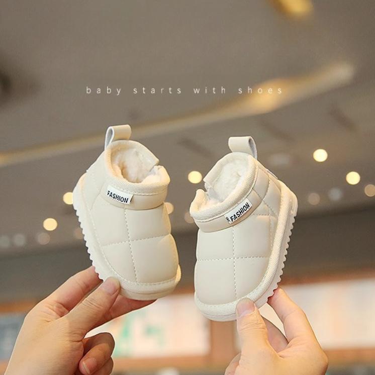 

Зимові дитячі снігові черевики 2025 Нова мода Дитячі бавовняні чоботи Хлопчики Дівчата Плюшеві теплі комфортні протиковзкі бавовняні туфлі з м’якою підошвою 19-inner-13.5cm бежевий