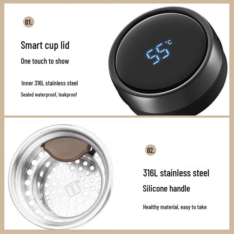Supor 500ml Smart Temperature Display Thermos with Filter