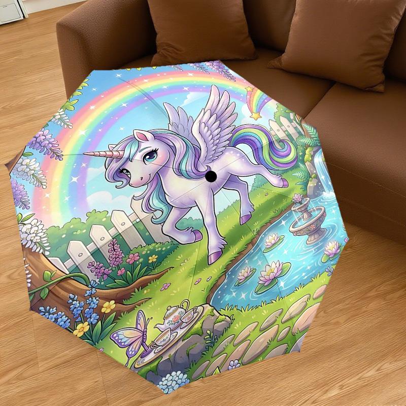 1PC Unicorn Fantasy Umbrella-8-Rib Reinforced Portable Folding Travel Suitable for All Seasons Outdoor Daily Use  -J0363