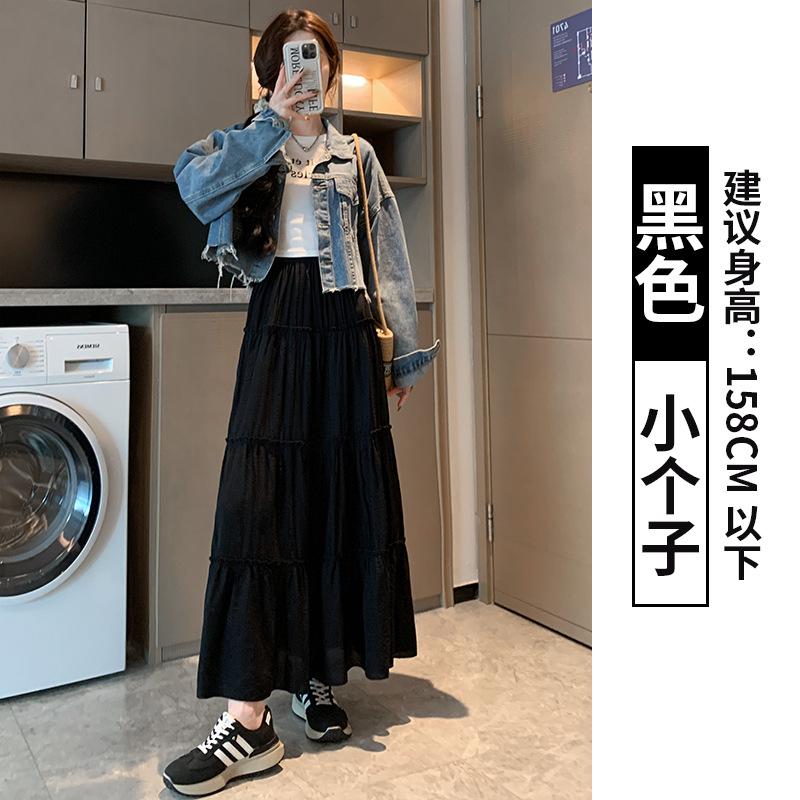 

White skirt women s spring and summer new high-waisted A-word thin pleated long skirt umbrella skirt small cake skirt xl [ 63-70kg ]