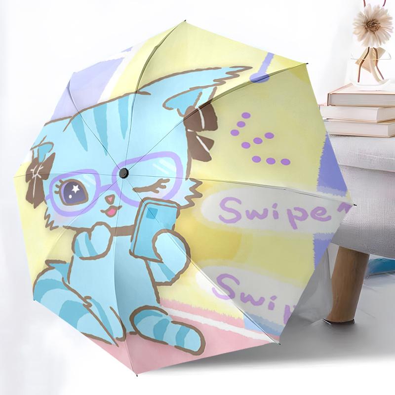 1pc Swipe Up! Auto-Folding Umbrella with Cute Cat Design - Perfect for Fans, Travelers, and Everyday Use!Q024