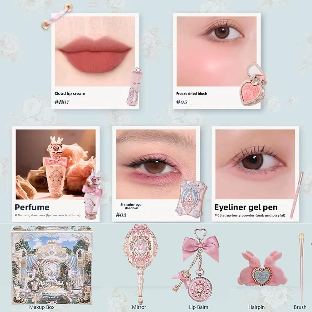 Flower Knows Garden Collection Lip Cream Blusher Air Cushion CC Cream Liquid Foundation Fruity Perfume Makeup Gift Box 10pcs