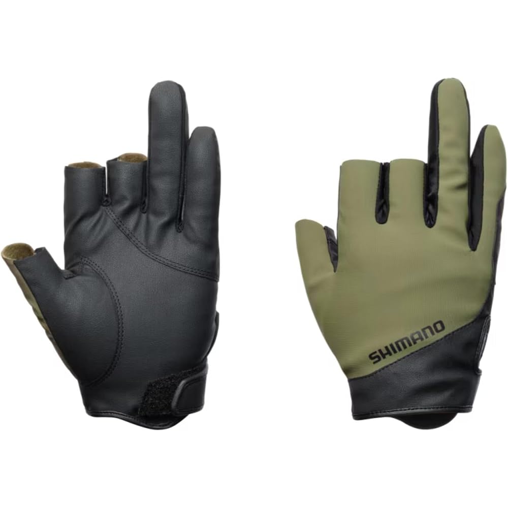 Shimano 01 Basic Warm Gloves 3-Finger Cut GL-070Y Khaki Size M