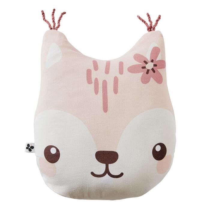 Coussin décoratif - Tamia - 40 x 45 cm - Gaze de coton - Déhoussable - Rose