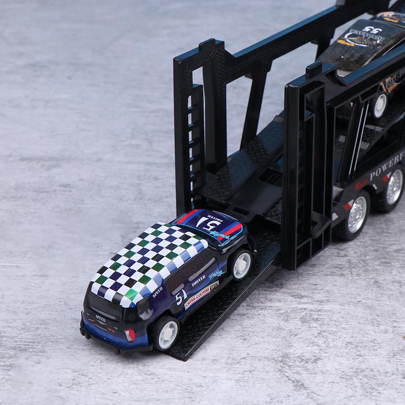 Alloy American Big Truck With 6Pcs Mini Metal Alloy Diecast Car Model Scale Toys Vehicles Carrier Truck For Kids