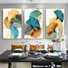 Blue Green Yellow Gold Plant Leaf Abstract Poster Nordic Canvas Print Wall Art Painting Modern Picture Living Room Decoration NO Frame