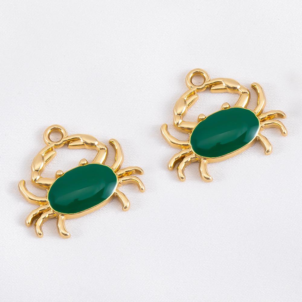 10pcs Cute Green Purple Pink Enamel Ocean Crab Conch Fishtail Heart Charms Alloy Pendants DIY Necklace Bracelet Jewelry Findings