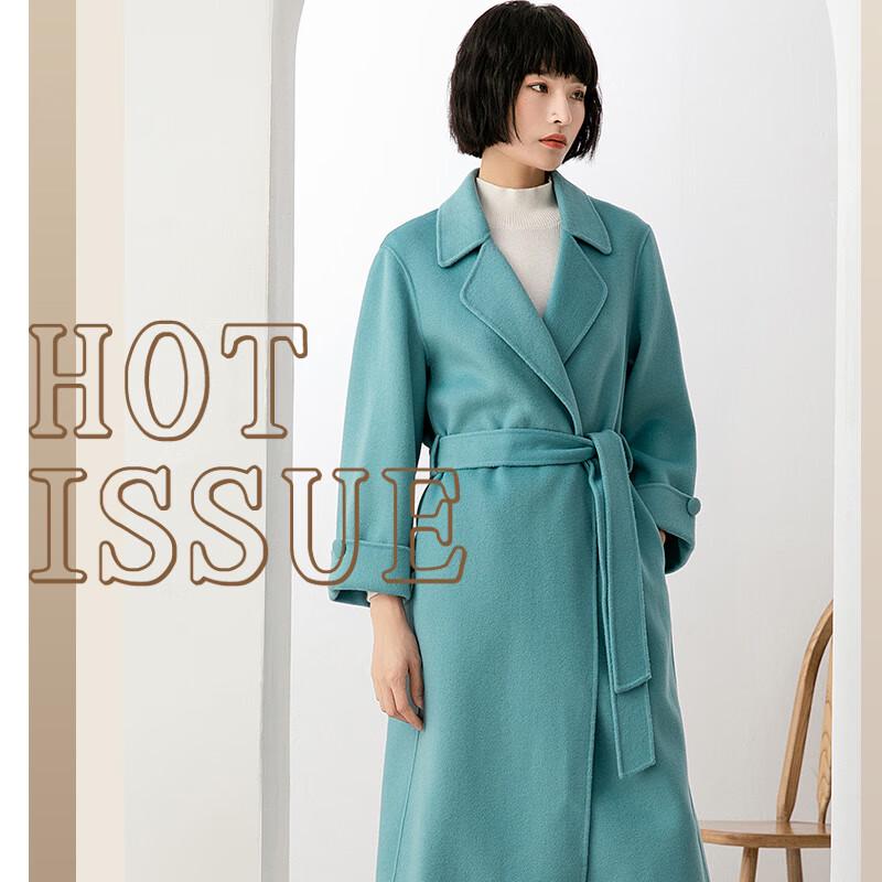 Yiliteng Women's Double-Faced Pure Wool Belted Mid-Length Coat YTMDG9069