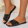 Fashion 2025 New Fashion Women's Summer Shoes Crocodile Pattern Solid Flat with Sandals Luxury Non-slip Rubber Slippers