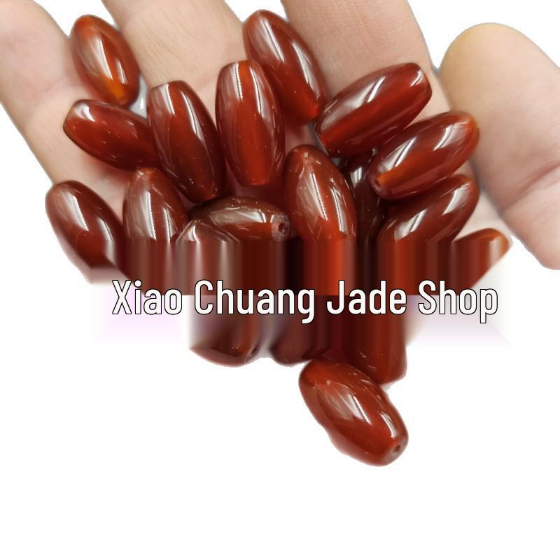 Red Chalcedony Oval Seed Beads for DIY Jewelry - Handmade Ruyi Lock Bracelet Accessories