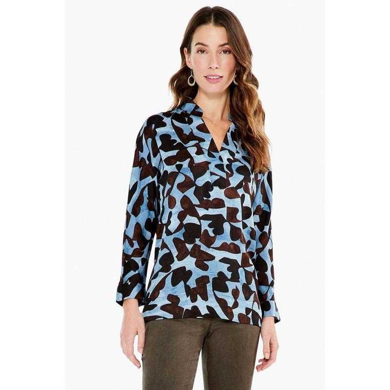 

Woven Long Sleeves Fashion Plus Size Slim Looking Novel Pullover Marble under the blue sky M