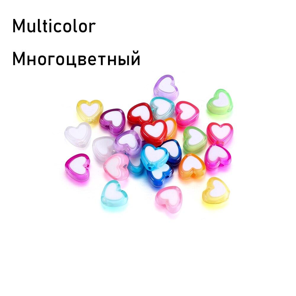 50 stücke Modeschmuck Liebe Herz Acrylperlen Lose Spacer Flache Runde Perlen Für Schmuckherstellung DIY Armband Zubehör
