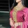AB073 Women's Lace Abaya with Ribbon & Hot Drill Detail - Middle Eastern Fashion Robe