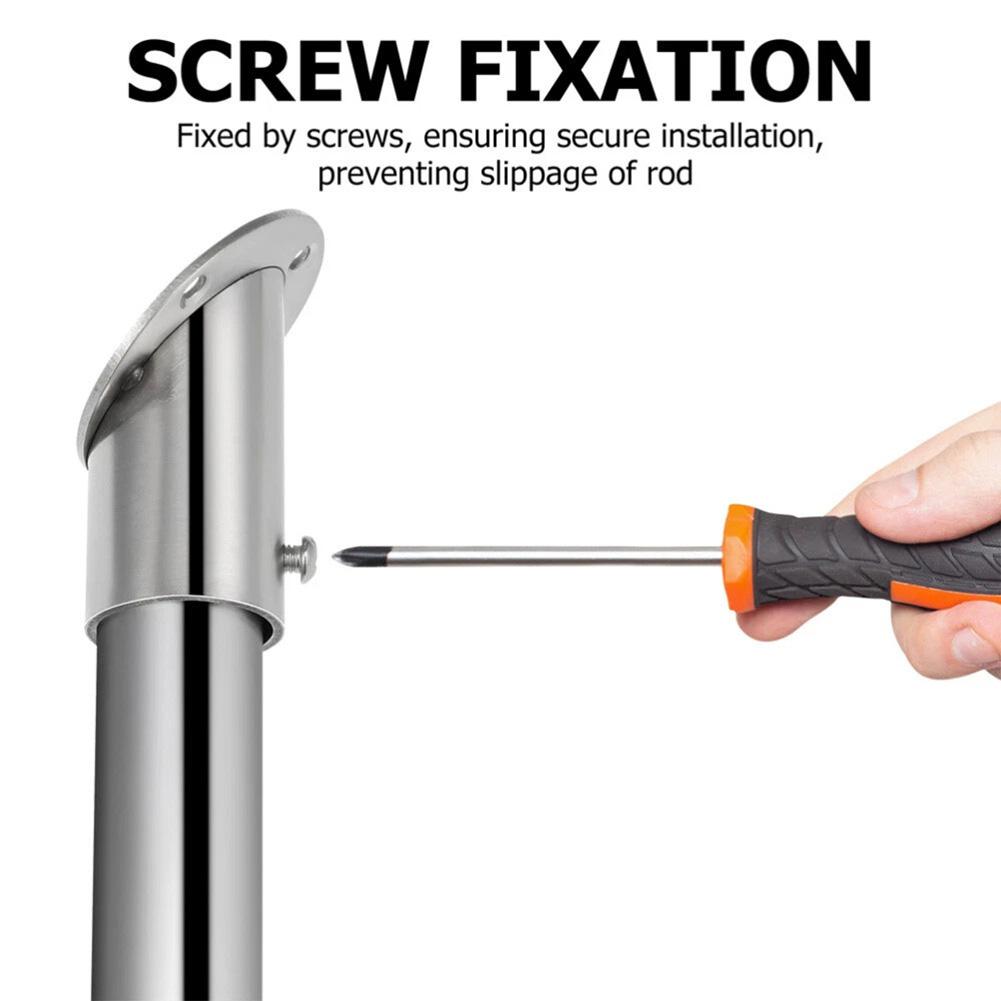 2PCS Stainless Steel Support Bracket Closet Corner Pole Bracket Support Holder Angle Flange Base End Supports Adjustable Angles