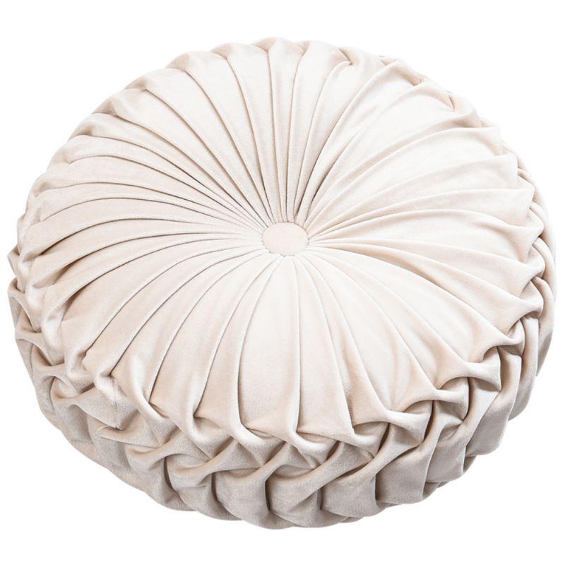 Rundes Bodenkissen aus Polyesterfaser, Kissen, Pouf, Überwurf, Heim-Sofa-Dekoration, luxuriöses europäisches rundes einfarbiges plissiertes Bodenkissen