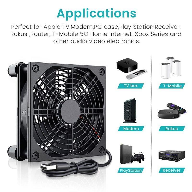 USB Powered Electronic Cooling Fan Dual Fan DC 5V Modem Router Cooler DIY Mute Network Cabinet Server Cooling Project DVR TV Box
