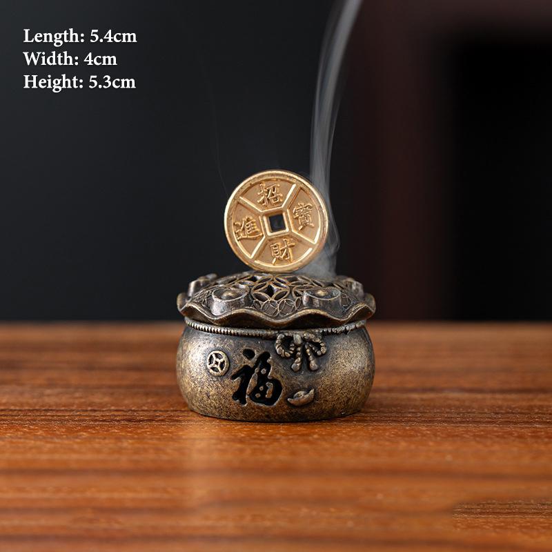 Vintage Alloy Incense Burner Stick Holder Three Legged Hollow Out Mini Sandalwood Censer Incense Burner Home Decoration