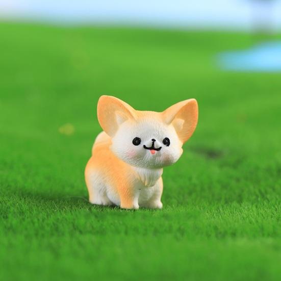 2ks Fennec Fox Resin Roztomilý Ornament Rozkošná ruční práce Dekorativní miniatura Fennec Fox Figurka Mikrokrajinka