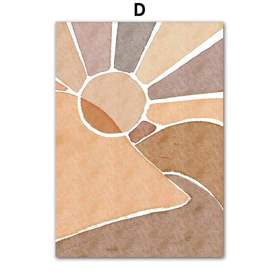 Sun Leaves Linien Regenbogen Geometrie Abstrakt Landschaft Poster Drucke Leinwand Malerei Wandkunst Bilder Für Wohnzimmer Dekor