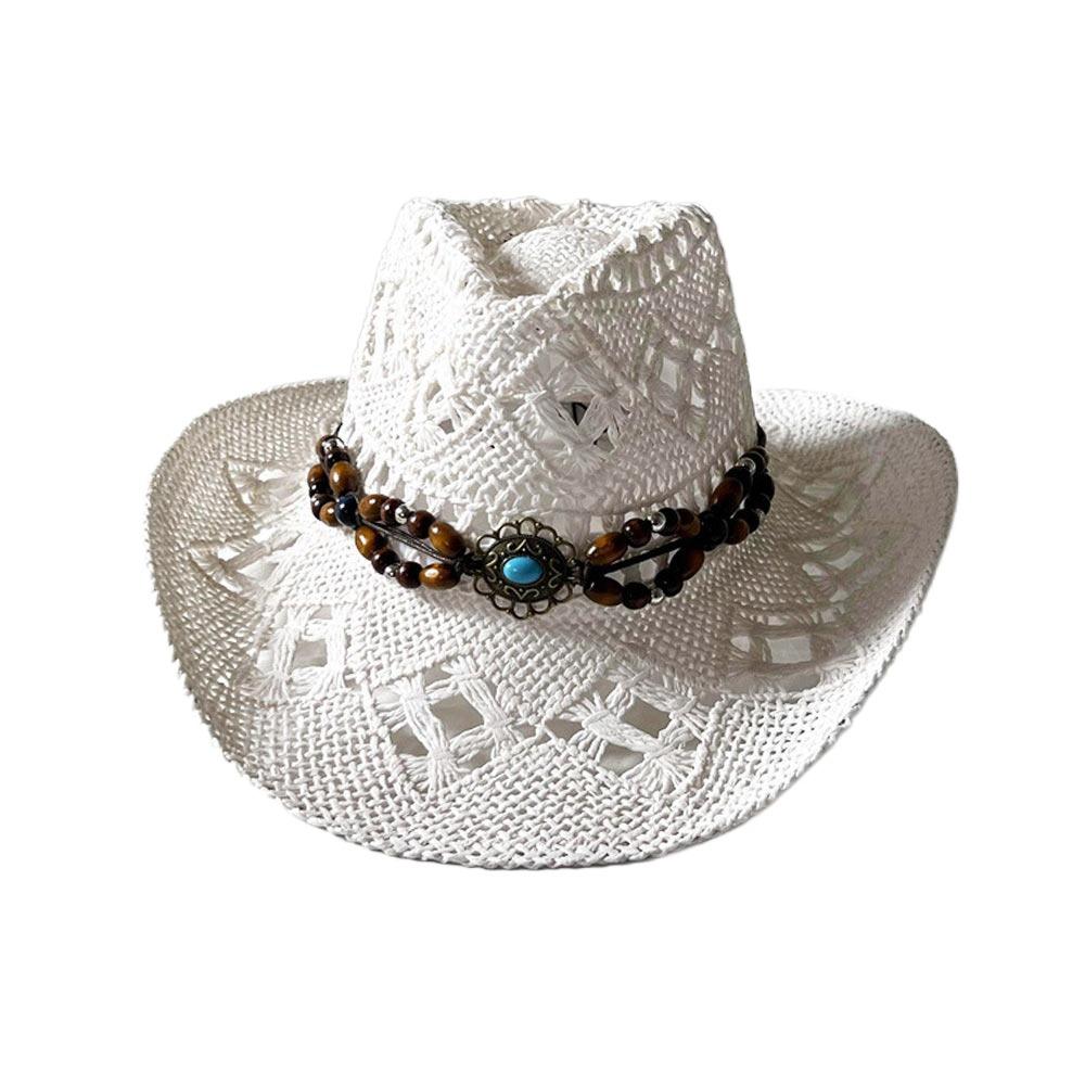 Straw Weave Sombrero Hat Hollow Out Western Cowboy Hats Bohemian Straw Hat  for Outdoor Holiday