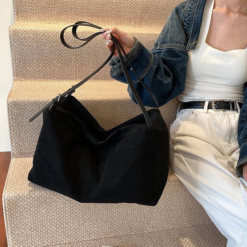 Yogodlns Autumn Winter Big Boston Luxury Designer Tote Soft Matte Suede Leather Women Handbag Female Shoulder Crossbody Bag