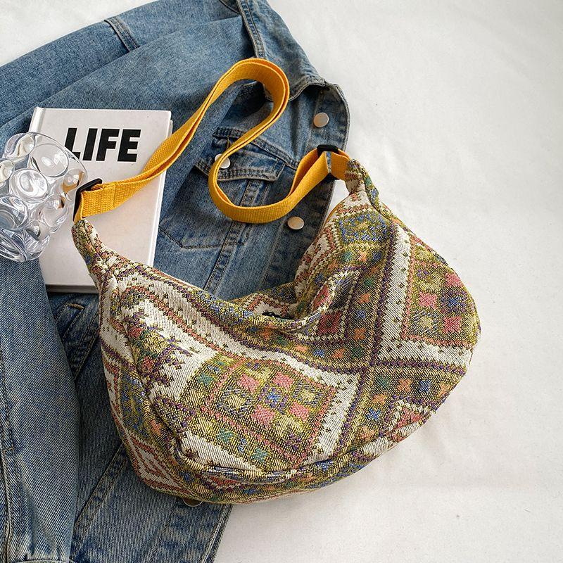 Velkokapacitní etnická taška na knedlíky pro ženy, taška přes rameno, plátěná crossbody taška