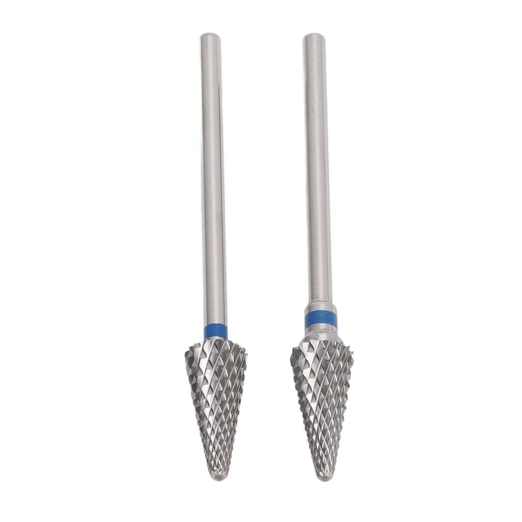 2pcs Tungsten Tapered Nail Drill Bit Rotary Cuticle Removal Manicure Pedicure Tool Cone Shaped Nail