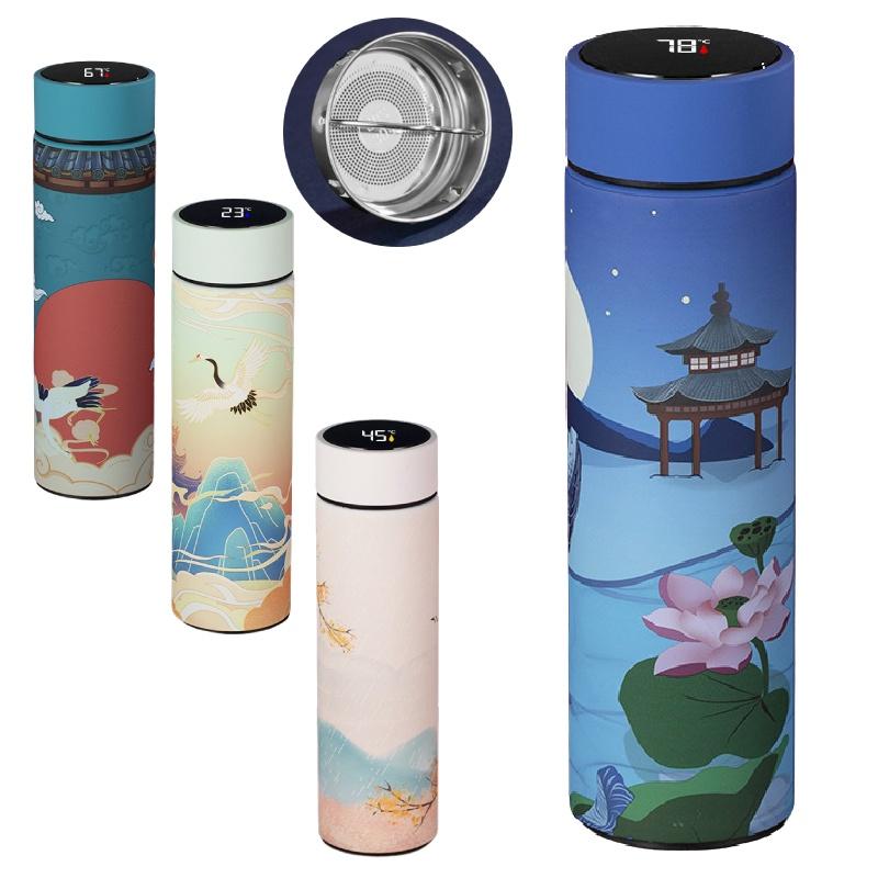 Kreative LED-Anzeige Temperatur Edelstahl Vakuumflasche 500ml